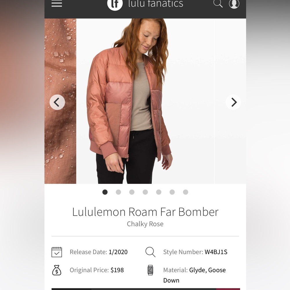 Sz 6 Lululemon Roam Far Bomber*Reversible